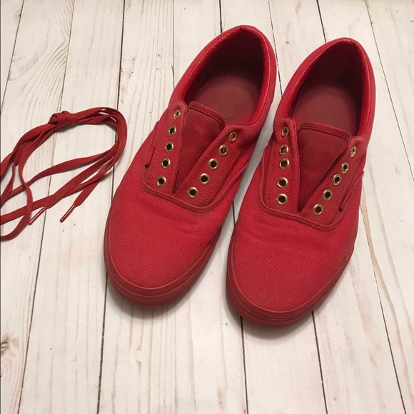 solid red slip on vans